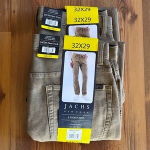 JACHS New York Straight Fit Stretch 5-Pocket Pants Flex Waist - Two Pair 32x29